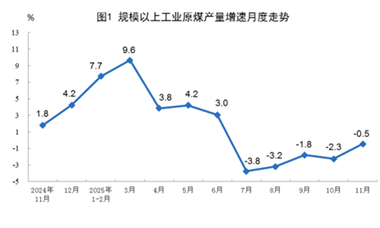 【数据发布】2025年11月份能源生产情况
