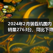 2024年2月装载机国内销量2763台，同比下降50.4%（图2）